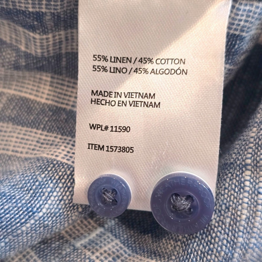 Weatherproof‎ Vintage Mens Linen Short Sleeve Woven Shirt BLUE Button Down LARGE - Picture 8 of 10